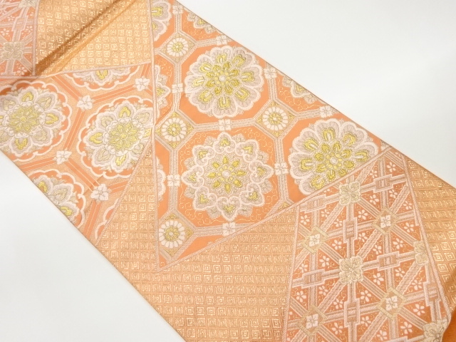 佐賀錦菱に蜀江文・華紋模様織出し袋帯